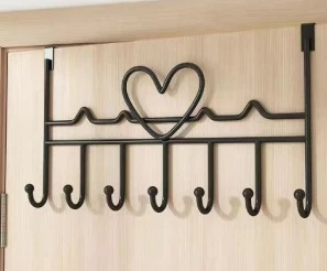 Household Hanging Door Hanger Metal Heart-Shaped Bracket Removable Storage Rack Simple Style Home Wall Creative Decoration Rack