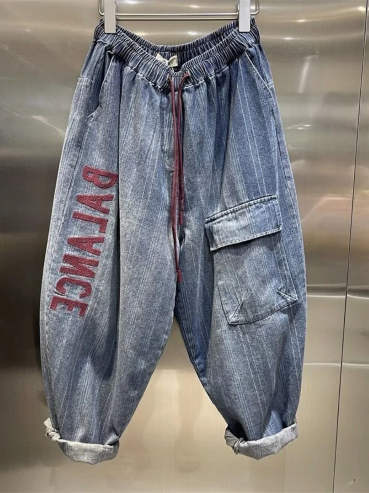 

Мужские джинсы Dad Jeans большого размера, осенне-зимние, свободного кроя, с высокой талией, прямые, с вышивкой букв, из потертого денима, повседневные брюки