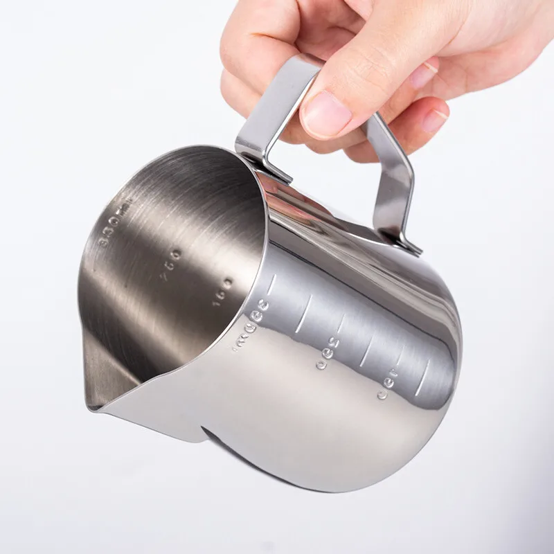 

350/600ml/1000ml Stainless Steel Milk Forth Pitcher with Measurement Scale Perfect for Latte Art Coffee Cup 304