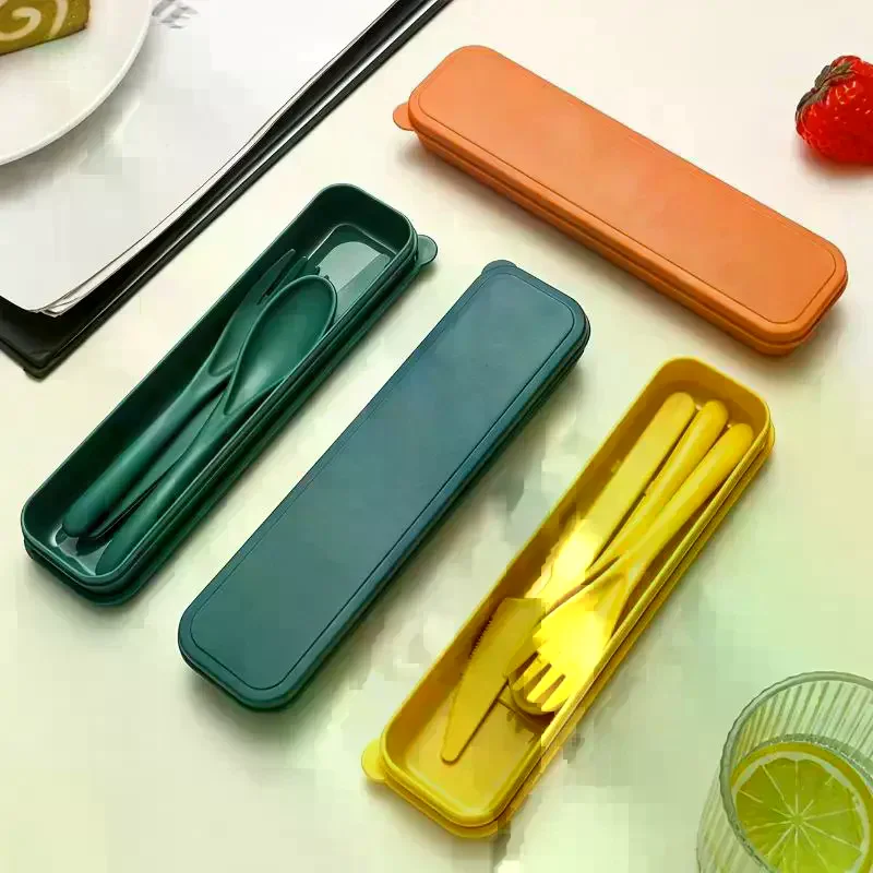 Straw Reusable Cutlery Set With Knife Fork Spoon And Storage Case Perfect For Office Lunch Outdoor Camping Picnic Travel Wheat