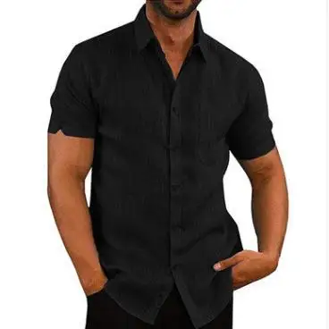 

Мужская воротник ort Sve Linen irt Briti Sle Color Splice Fabric 00% Linen Summer Faion Casual irt