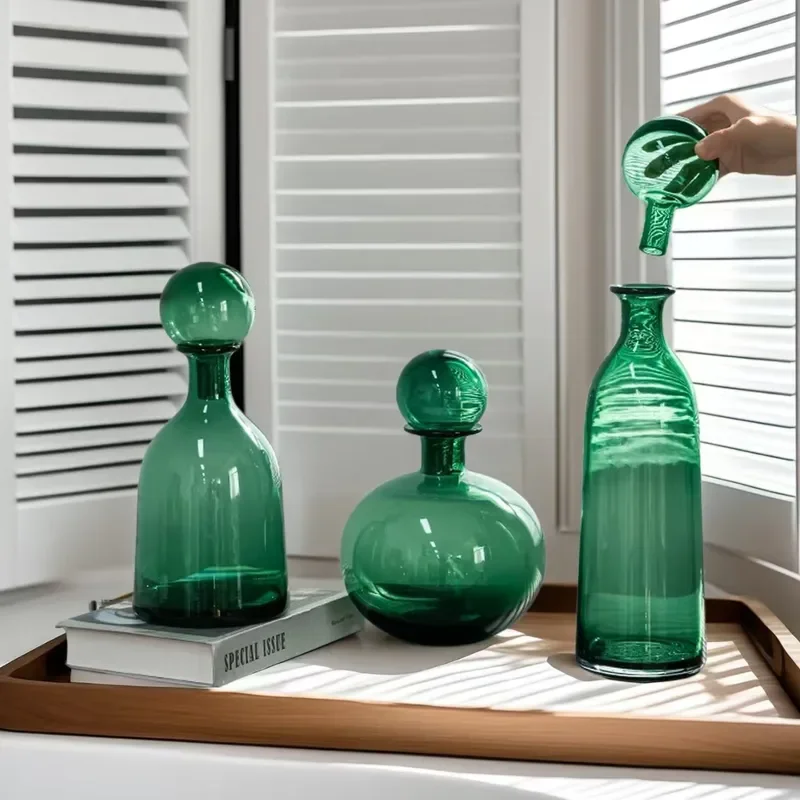 for Creative Art Pure Handmade Glass Vase Colored Ball with Lid Storage Tank Small Mouth Home Wholesale Ornament Decoration
