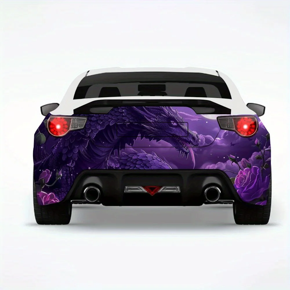 

Purple_Night_Dragon_&_Crows Car Sticker-Vinyl Decal for Car Rear, Waterproof Self-Adhesive Vinyl Stickers for Vehicle Tail & Bum