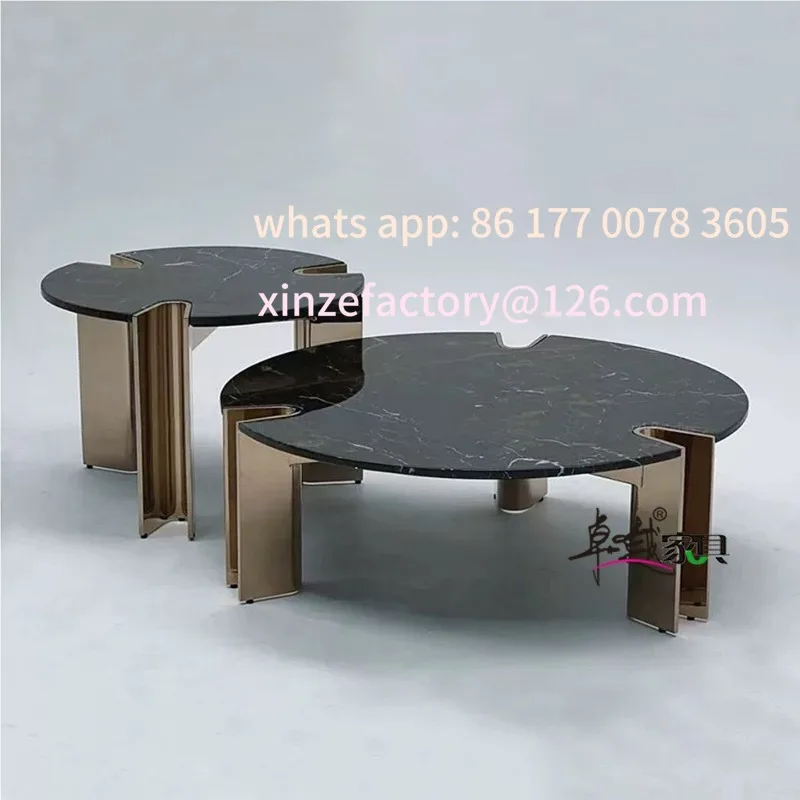 طاولة قهوة رخامية إيطالية قابلة للتخصيص، خفيفة فاخرة، غرفة معيشة منزلية، مجموعة إبداعية حديثة من الفولاذ المقاوم للصدأ