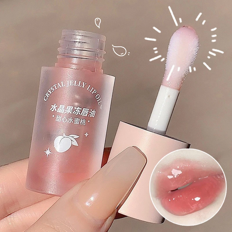 Aceite de labios de gelatina de cristal afrutado, capa de labios hidratante para lápiz labial, suero de Plumper transparente, tinte de labios, cuidado de labios, maquillaje cosmético