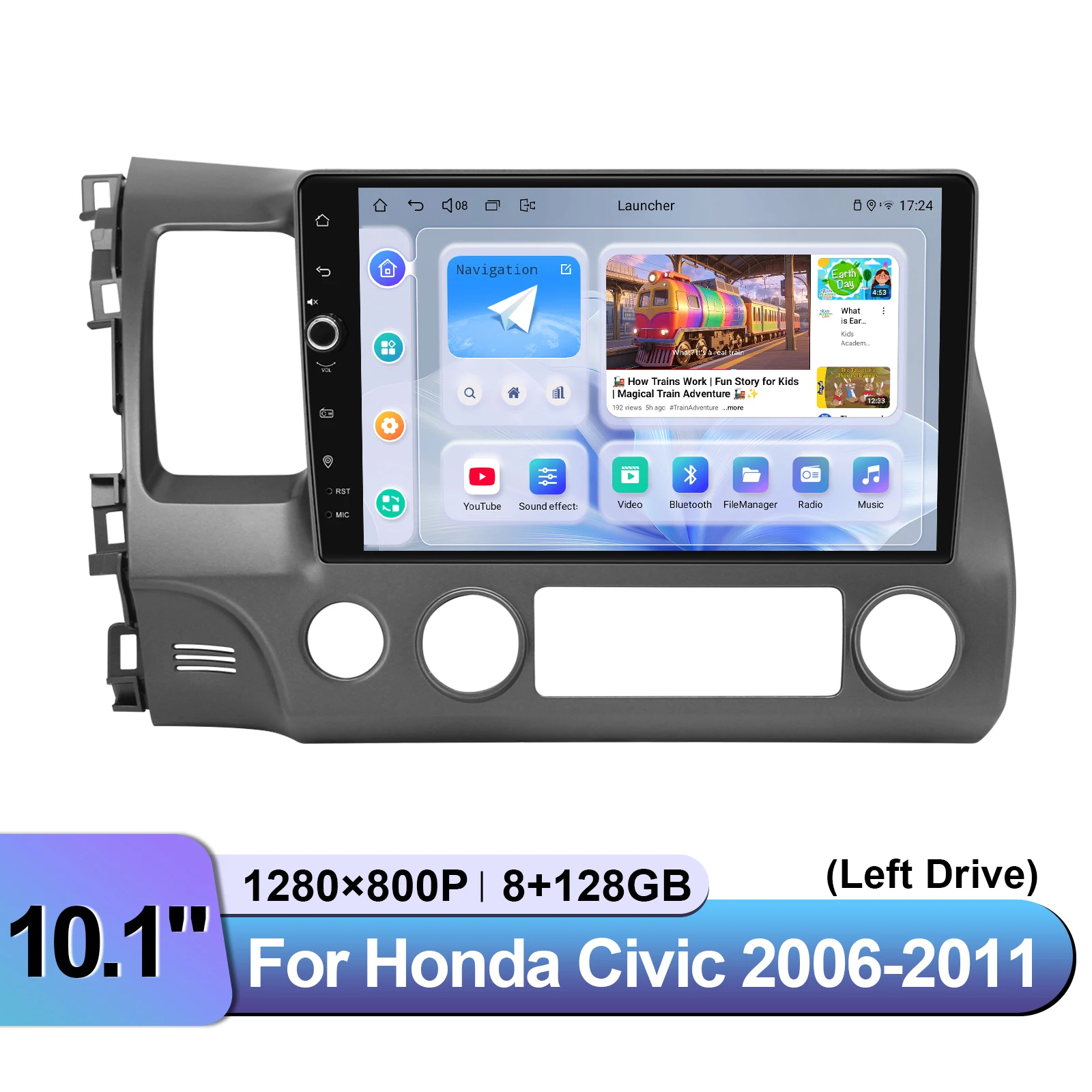 

10,1-дюймовая автомобильная стереосистема Android с левым приводом, GPS-навигационная система, радио с системой Android 13 для Honda Civic Plug&Play 2006-2011 гг.