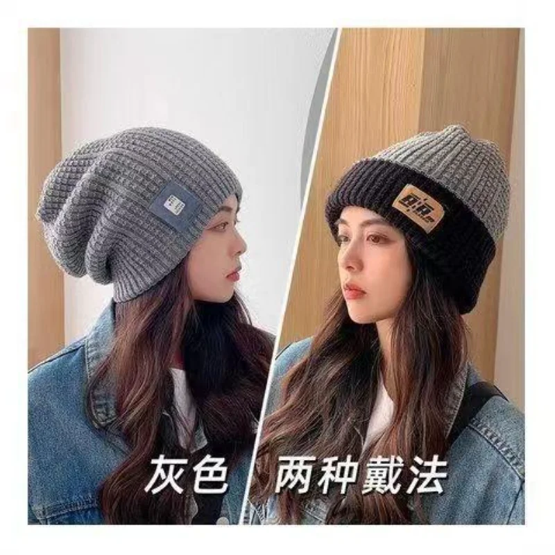 قبعة صوفية للأطفال رأس حماية الأذن إصدار كبير مستدير سميك دافئ للخريف والشتاء قبعة محبوكة بالكامل مع الصوف