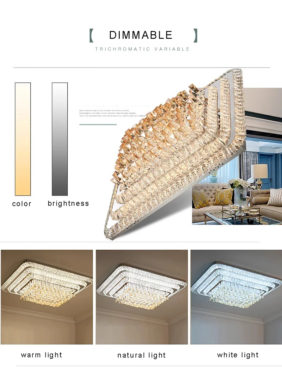 Imagem -06 - Lâmpada do Teto de Cristal Led para Decoração do Quarto Home Appliance Lustre Elegante e Luxuoso Luminária Moderna