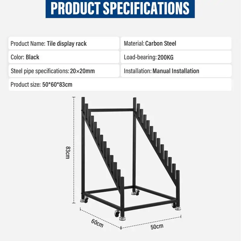 

Tile Display Rack Metal Porcelain Tile Sample Shelf Slotted Flooring Display Shelf Multi-Layer Holder Display For Building