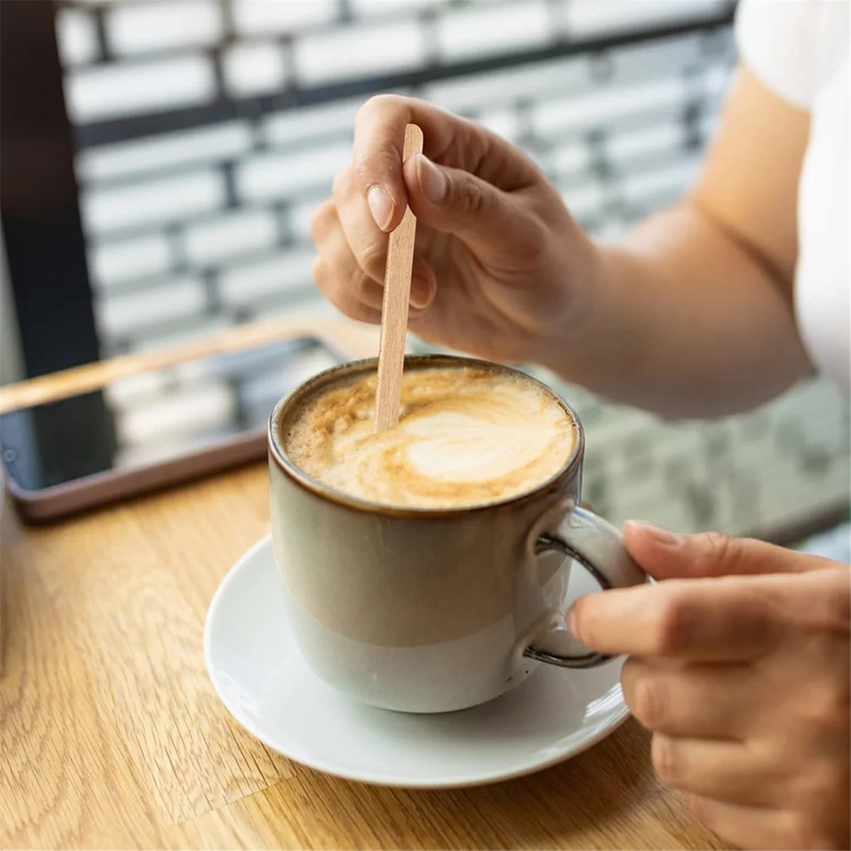 ABJZ 500 pezzi Agitatori per caffè Bastoncini per caffè in legno da 5,5 pollici Bastoncini per mescolare in legno confezionati singolarmente Bastoncini per mescolare in legno