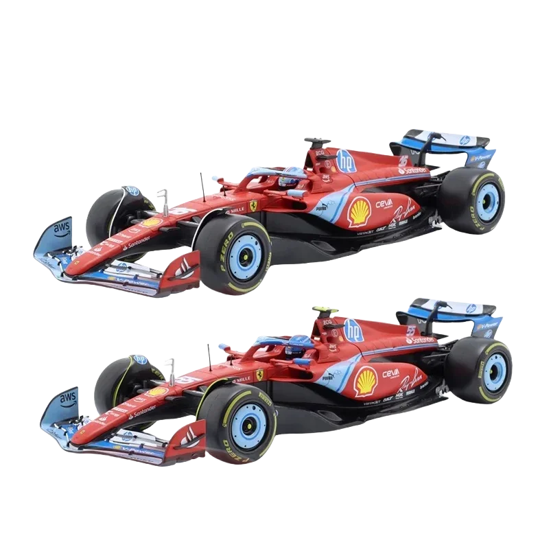 Caldo Bburago 1:18 Ferrari SF-24 Miami GP F1 SF-24 16 #   Leclerc 55 #   Sainz FORMULA1 Auto pressofusa modello in lega collezione di auto giocattolo regalo