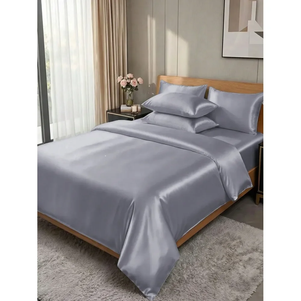 

3pcs Satin Duvet Cover Bedding Set, Soft Comfortable Bedroom Bedding Set, Solid Color SkinFriendly Duvet Cover, 1 2pcs Pillowca