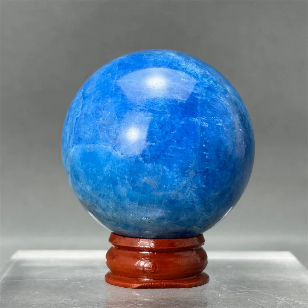 

Natural Blue Apatite Quartz Ball Mineral Specimen Spiritual Energy Therapy Meditation Divination Altar Home Furnishing + Base