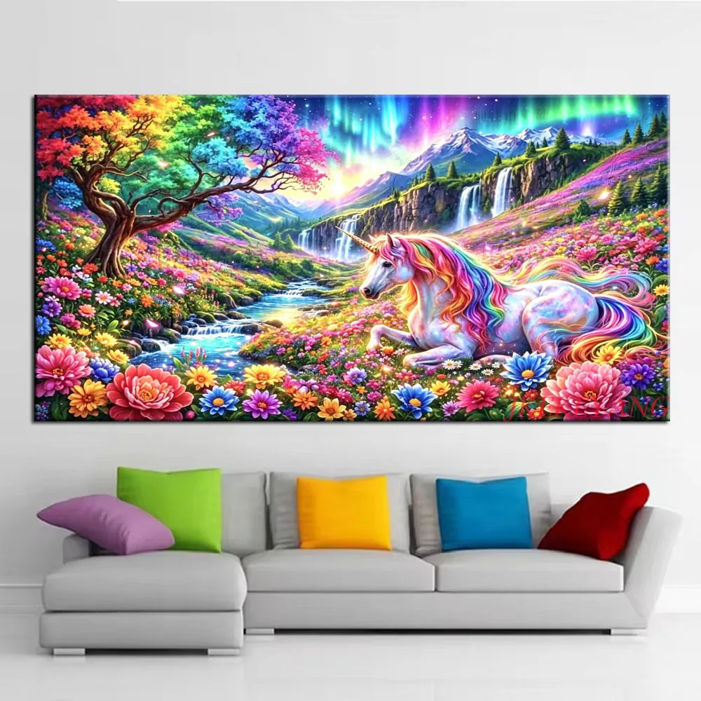 DIY Diamond Painting BBeautiful Unicorn and Flowers Picture Cross Stitch Full Drills Diamond Mosaic New Collection Home Decor