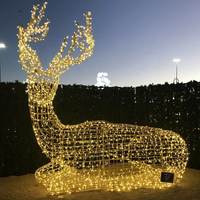 Custom.3D grande cornice decorativa per le vacanze illuminata a LED Deer Family motif light Indoor Outdoor Xmas renna Decor Light