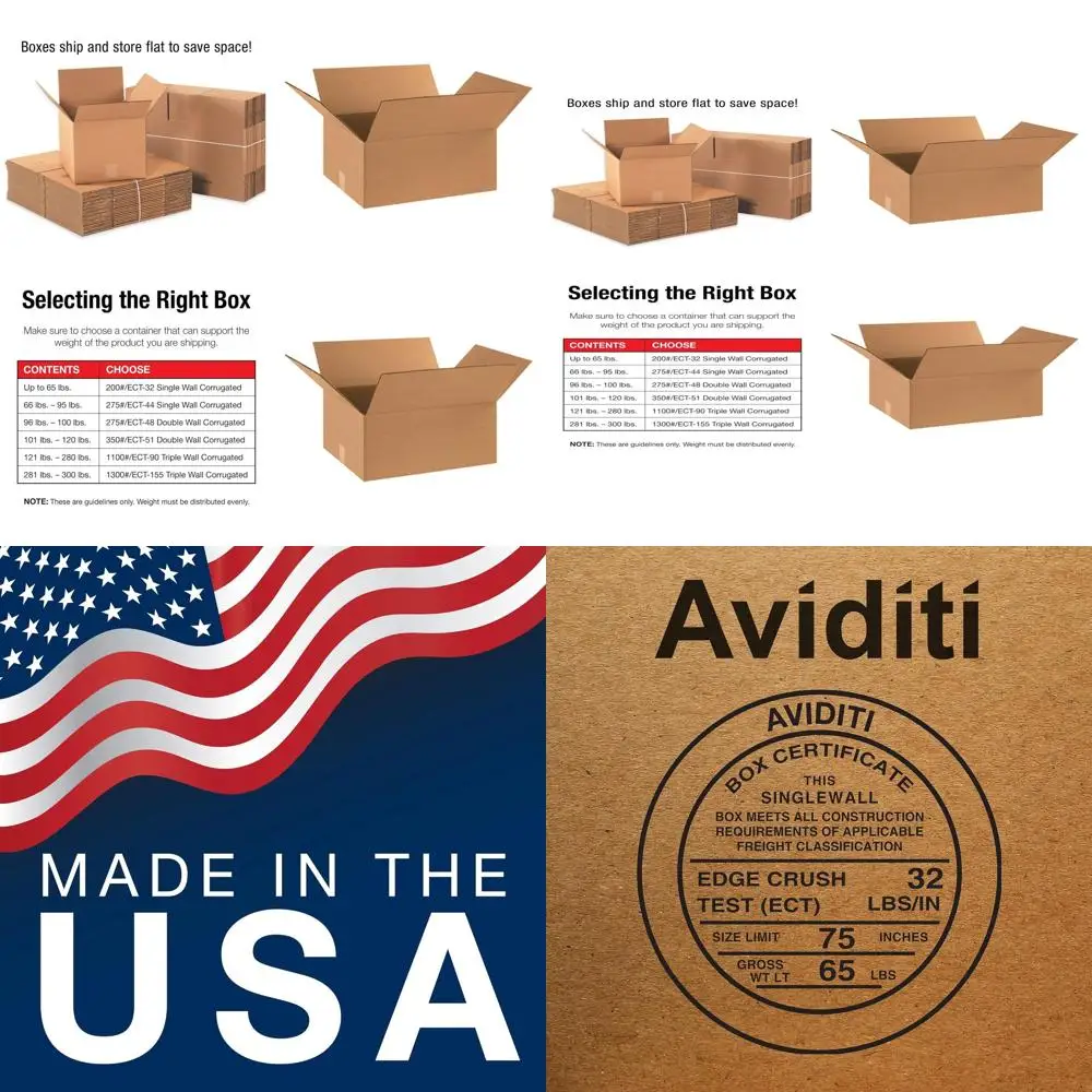 

20-Pack Medium 18x14x8 Corrugated Cardboard Boxes for Moving, Mailing, Packing, and Storage