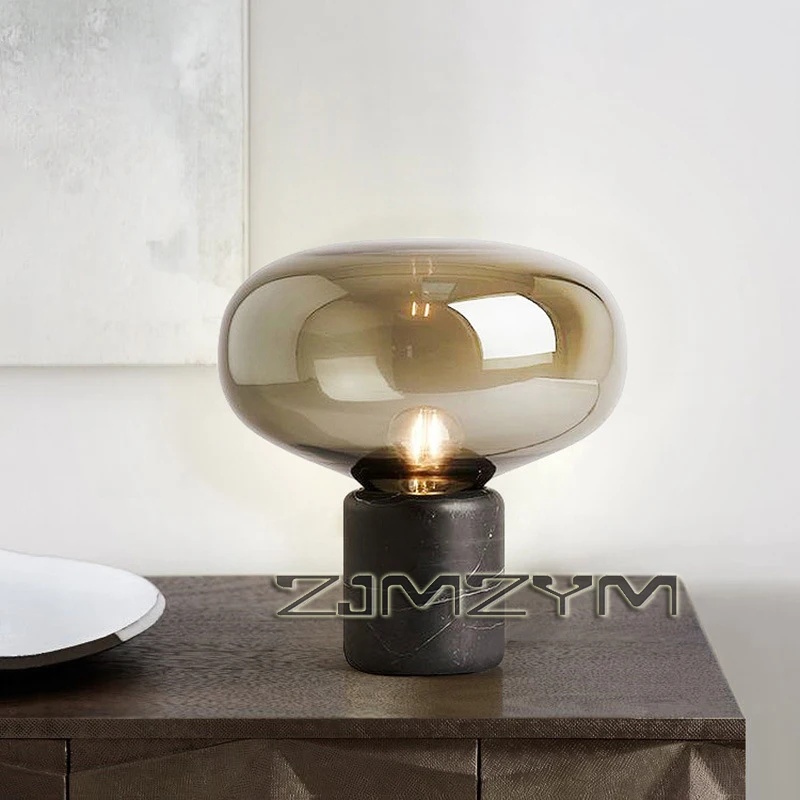 Modern Glass Table Lamp Bed Room Decoration Beside Lamp Luxury Black Table Lamps for Living Room Study E27 Desk Lamp