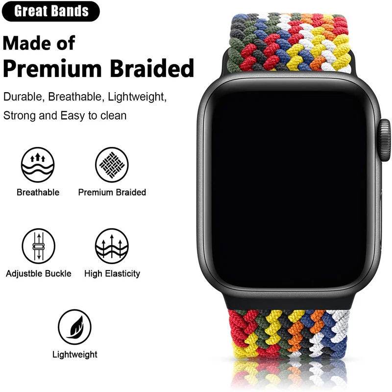 Nylon Strap For Apple Watch Band 46mm 42mm 44mm 40mm 45mm 49mm 41mm Braided Loop Bracelet iWatch Series Ultra se 10 5 6 8 9 7 6