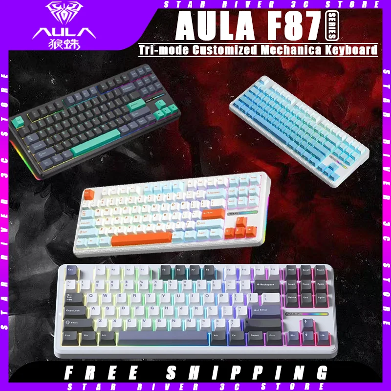 

Aula F87 Mechanical Keyboard Tri-mode Wireless 2.4G Bluetooth Hot Swap PBT Keycaps Gasket Stucture Customized Gaming Keyboard ﻿