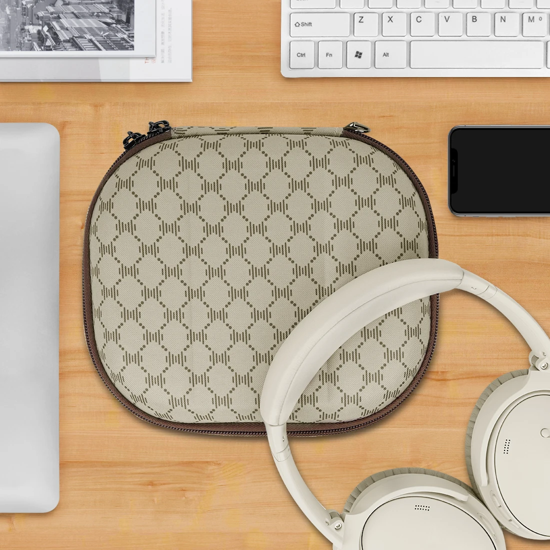 Geekria-Caso de fone de ouvido para fones de ouvido, casca dura, bolsa de viagem, compatível com Tune 660, Sony MDR-ZX600, Tawny