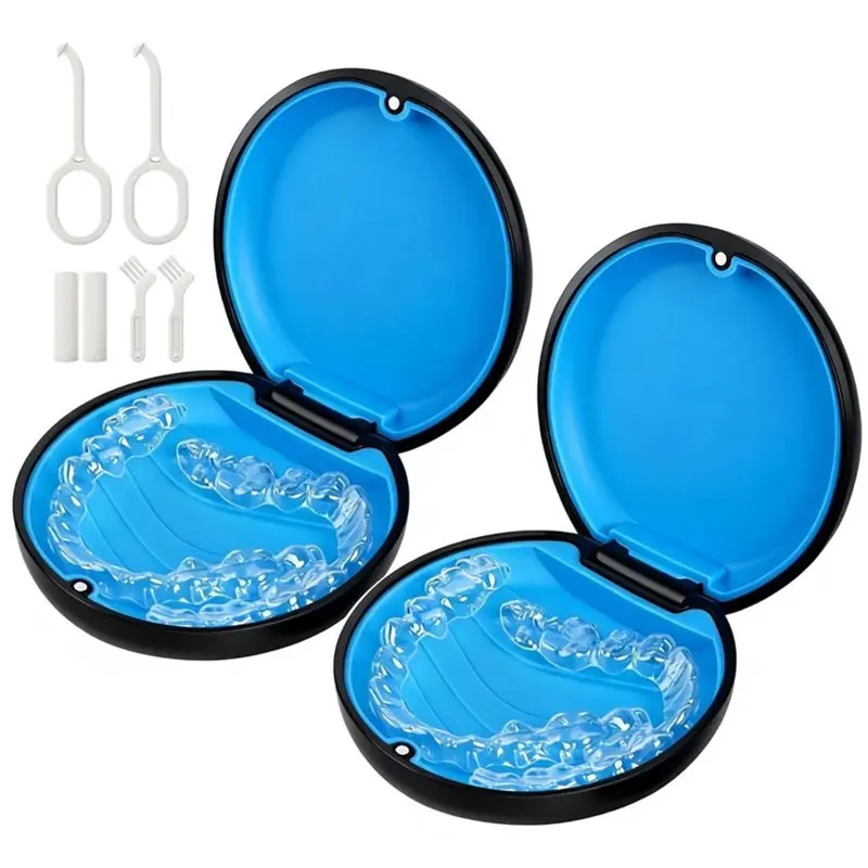 

LLCS-2 Pack Retainer Case, Compatible With Invisalign, Slim Aligner Case With Removal Tool, Aligner Seaters & Brus
