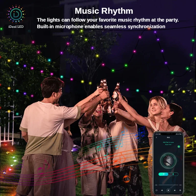 USB DIY Flashing Light with Remote Control and App Control Multi-color for Bedroom Christmas Party Wedding Decoration