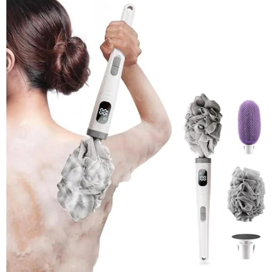 

Electric Body Brush Back Scrubber for Shower, Electric Body Brush with Long Handle, Waterproof Rechargeable Bath Brush Body Scr