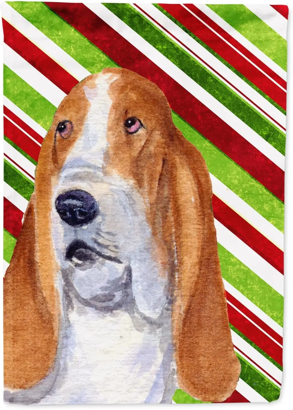 Carolines Treasures SS4597GF Basset Hound Candy Cane Holiday Christmas Garden Flag Mailbox Flag Decorative Yard Flag Outs