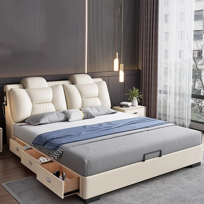 Bedroom Queen Bed Frame Multifunctional Storage Floor Floating Castle Design Bed Space Saving Cama Solteiro Modern Furniture