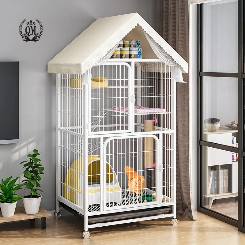 Cat Cage Home Cat Villa Super Free Space with Toilet Integrated Indoor Small Cat House Cat House