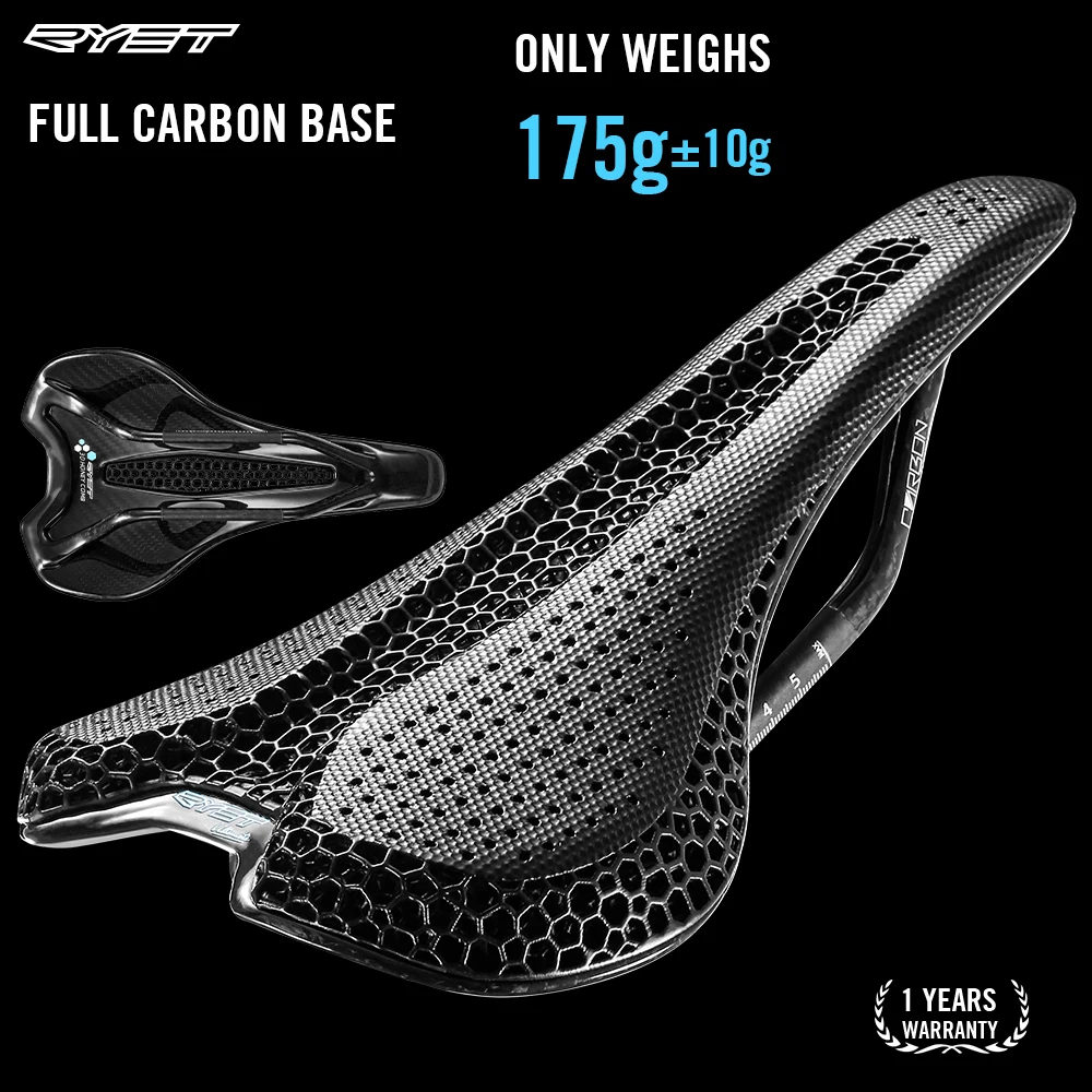 

RYET Carbon 3D Printed Saddle Ultralight 175g 7*9 Bike Seating For Men Women Triathlon Road MTB Mountain Gravel Cycling Parts