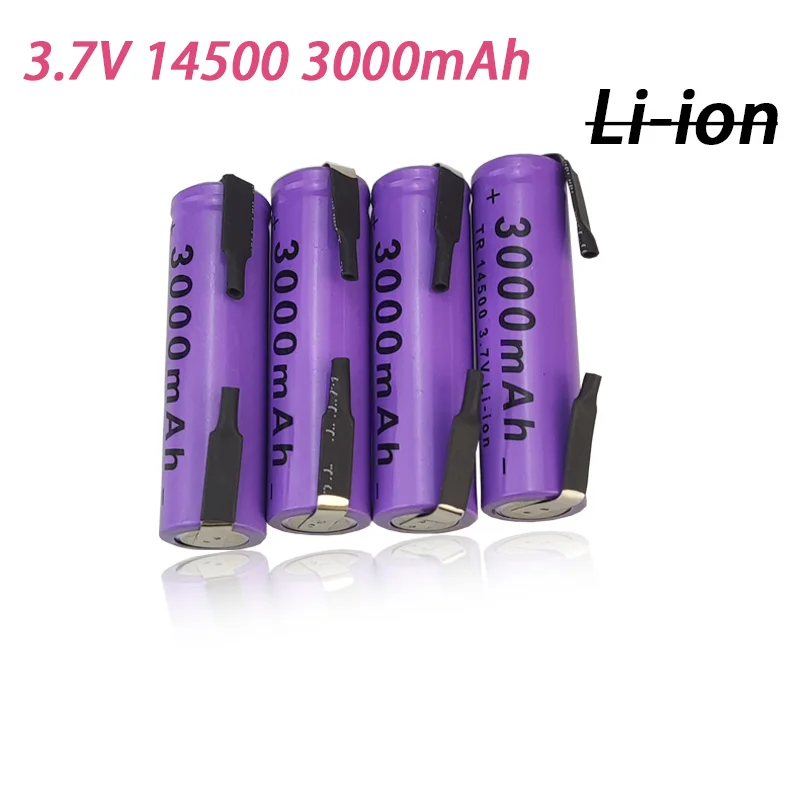 

Rechargeable lithium battery, nickel plate battery, 3.7V, 3000mAh, ICR 14500, used for LED flashlights, flashlights