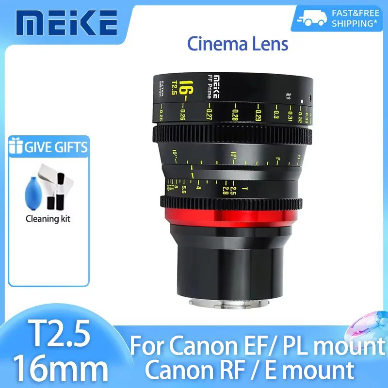 

Кинокинематографический объектив Meike 16mm T2.5 Full Frame для Canon EF EOS RF C700 C500II, Sony A7III FX3 FX9, PL Mount