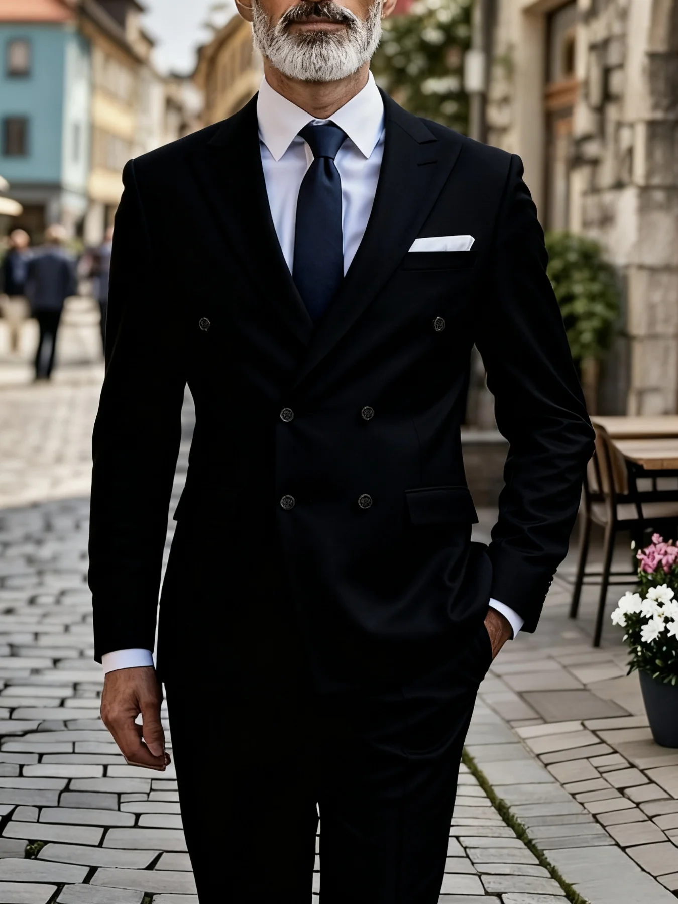 

Men's Executive 2-Piece Suit Set Double Breasted Peak Lapel Blazer Trousers Elegant Office Party Wedding