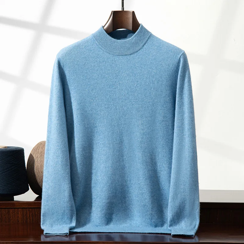 Cashmere Sweater Men's Cashmere Half Turtleneck Round Neck Pullover Sweater Autumn Winter Men Clothes