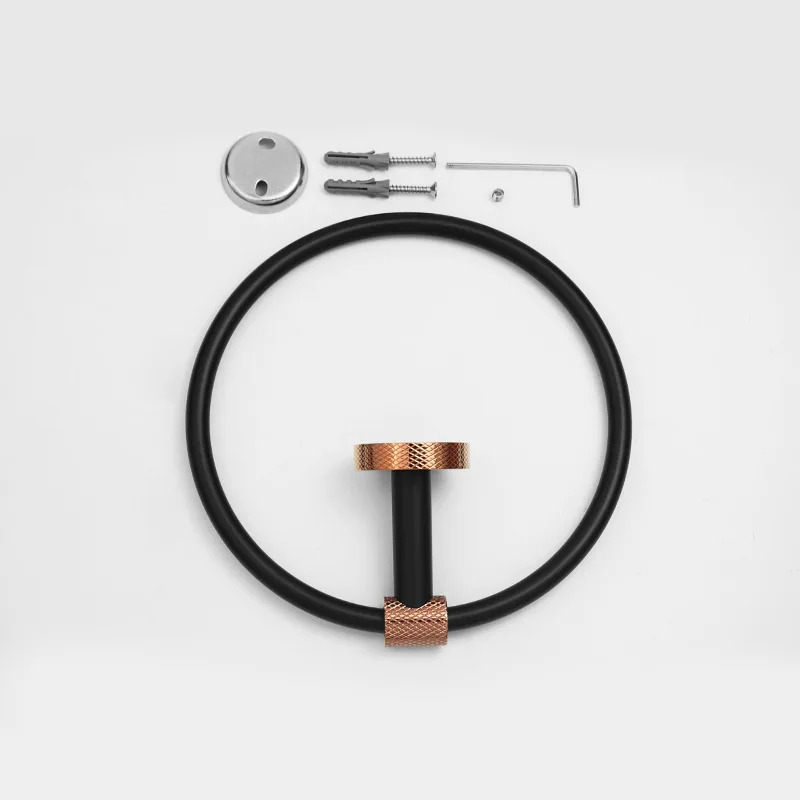 مات الأسود + ارتفع الذهب مخرش شريط منشفة مزدوجة رف المناشف الورقية خطاف ملابس واحد اكسسوارات الحمام