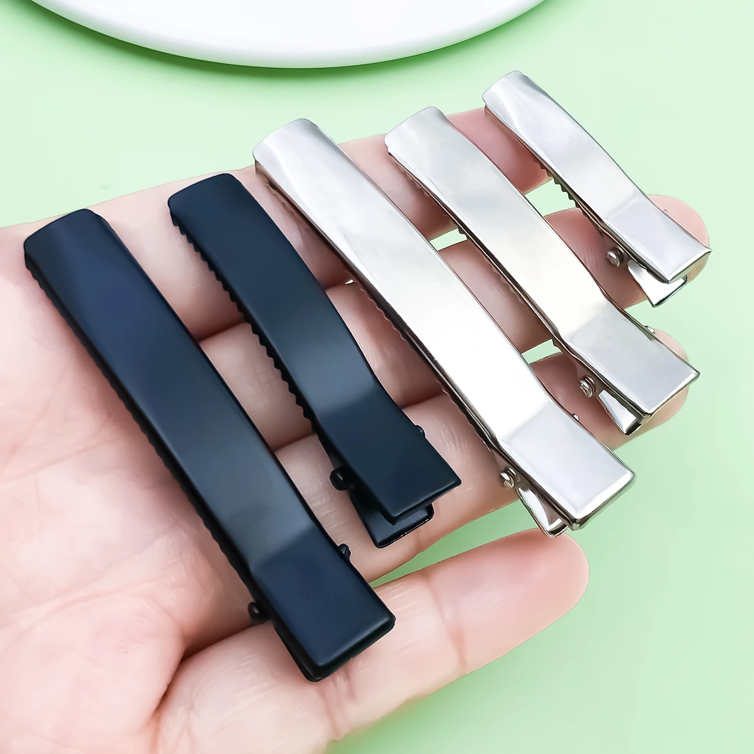 30pcs Hair Alligator Clips Metal Rectangle Blank Barrettes Flat Top With Teeth For DIY Hair Tools Accessories Jewelry Making