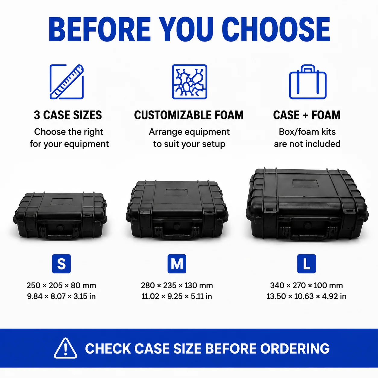 HVAC Diagnostic Tool Case with Customizable Foam Multiple Sizes Portable Equipment Storage for Meters Probes Service Accessories