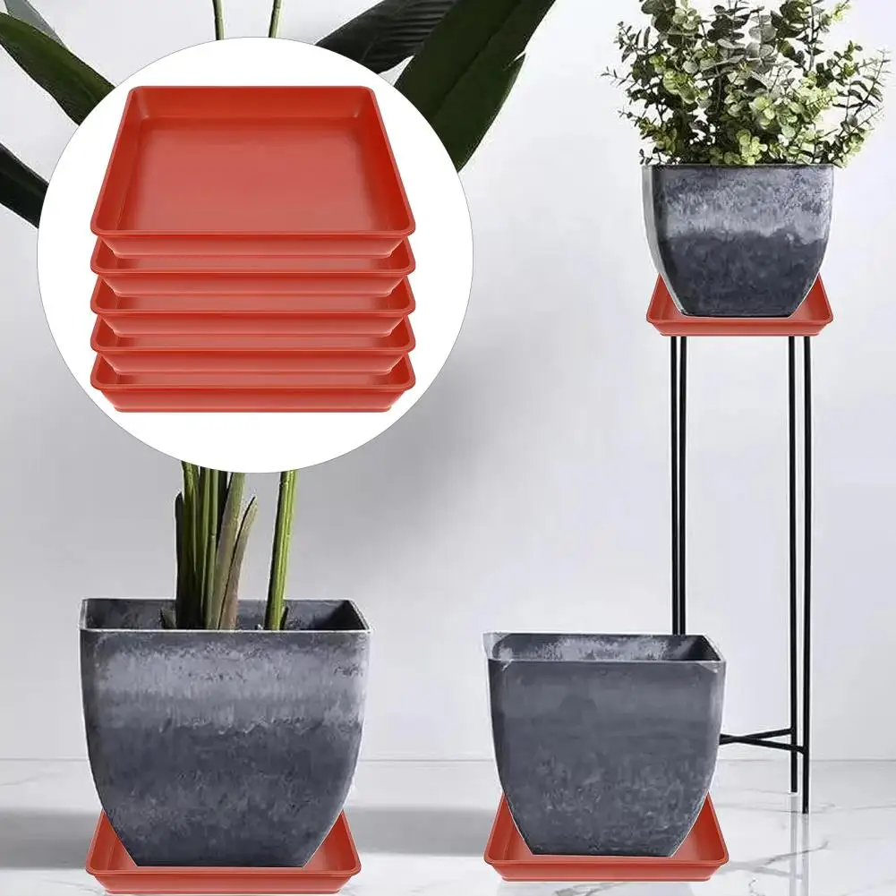 

5Pcs Square Flower Pot Trays Plastic Catch Excess Water Soil Spills for Flower Pot Tray Indoor Plants Drip Trays Plant Saucer