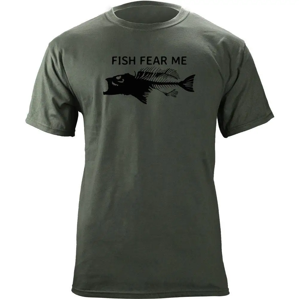 

Fish Fear Me Bass Skeleton Fishing Anglers Gift T-Shirt 100% Cotton O-Neck Summer Short Sleeve Casual Mens T-shirt Size S-3XL