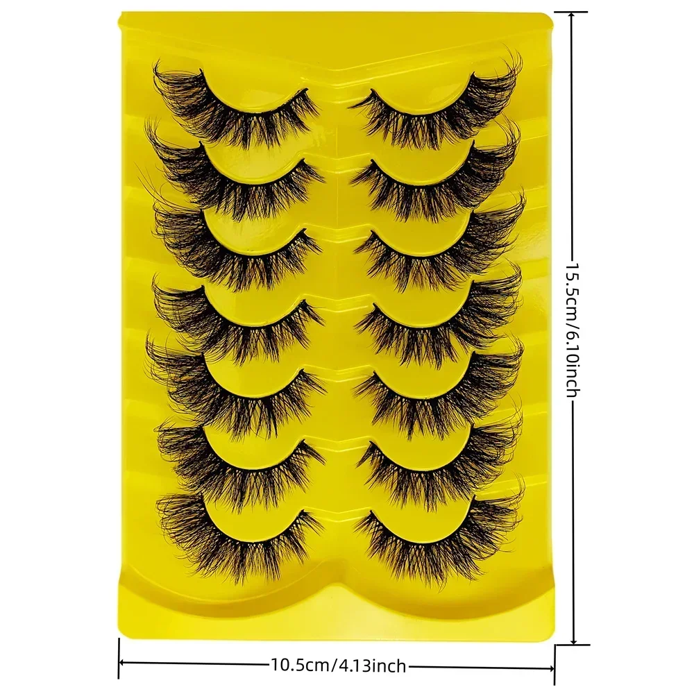 7 Pairs Cat Eye Eyelashes 3D Natural False Lashes Fluffy Soft Cross Manga Lashes Wispy Natural Eyelash Extension Makeup