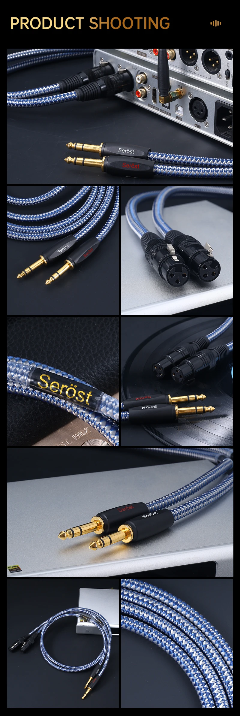 Serost StarPro HiFi 6,5mm Stereo zu XLR Balance Audio-Adapterkabel, versilbertes OFC für Mikrofon, Mischpult, Lautsprecher – Detail 12