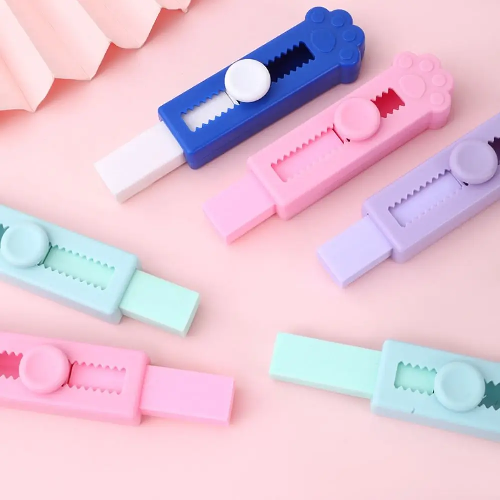 School Supplies Cute Cat Paw Eraser Cartoon Simple Push-pull Eraser Creativity Retractable Pencil Rubber Student