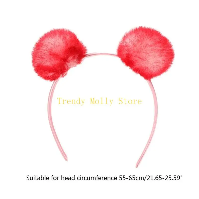 N5KB – bandeau d'oreille en peluche avec boules fourrure, Costume Cosplay, coiffure fête mignonne, bandeau pour pour