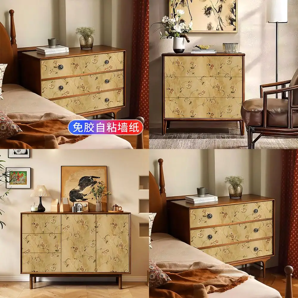 

Cabinet Door Stickers Self Adhesive Vintage Retro American Style Furniture Wardrobe Shoe Cabinet 3D Stereo Refurbishment Glass C