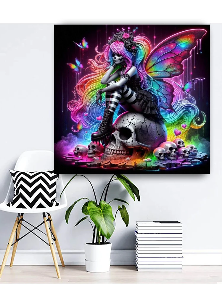 Skull Angels Wing diamond painting kits Diy Jewelry cross stitch Full Square Round diamond mosaic rhinestones Cartoon Home decor