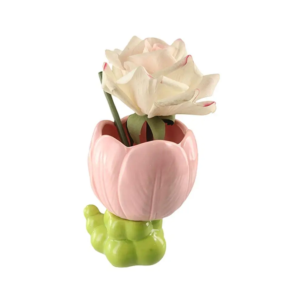 Ceramic Ceramic Tulip Pen Holder Large Capacity Tulip Flower Makeup Brush Storage Bucket Cute Pen Container