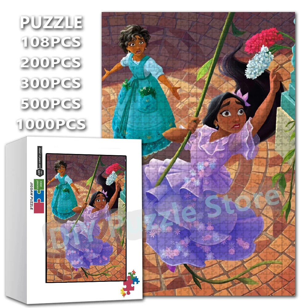 

Пазлы-головоломки Encanto Disney Princess, 108/200/300/500/1000/1500 деталей, для самостоятельной сборки, с мультяшным аниме-принтом, антистрессовые игрушки