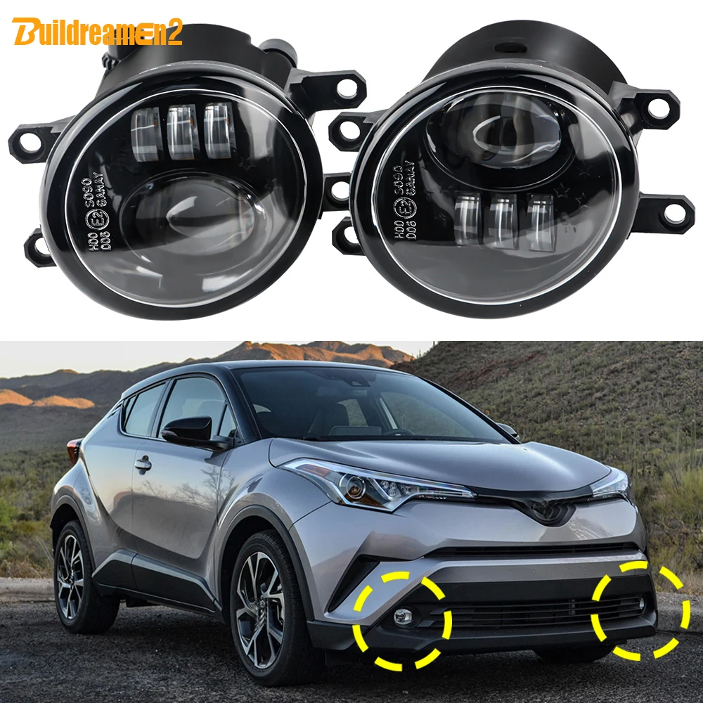 30W H11 LED Glass Lens Fog Light DRL Assembly For Toyota C-HR CHR 2017 2018 2019 Car Left + Right Fog Driving Lamp 2 Pieces