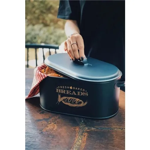 Avdora Metal Breadbox Bread Box Black